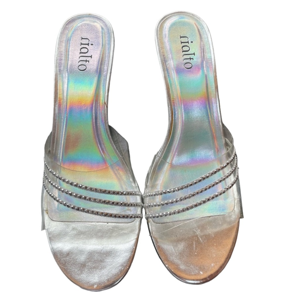 Rialto Clear Jeweled Heeled Sandals